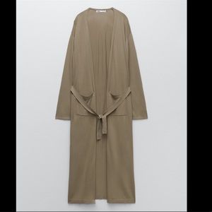 ZARA LONG KNIT JACKET WITH POCKETS | SIZE: L | NWT